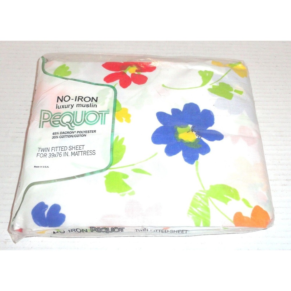 Vintage Pequot No-Iron Luxury Muslin Twin Fitted Sheet for 39"x76" Mattress NEW